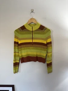 Free People Rip Tide 1/4 Zip Mock Neck Long Sleeve Sweater Top, Green, Gr. M - Bild 1 von 8