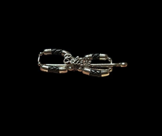 Новый с Ярлыками Lilla Rose Flexi зажим размер XS черный плетеная кожа серебро верить Санта - Изображение 1 из 1