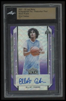 ELLIOT CADEAU 1/1 Auto 2021-22 Leaf Metal Purple Wave PROOF CARD - Image 1 of 2