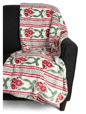 Manta Envogue Queen Size Reversible Vintage Coquette Lazo Rojo Rosa Floral 90x90 Foto 1 de 2