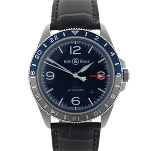 Bell & Ross BRV2-93 GMT Blue Dial 41mm Automatic Exhibition Back Men's Watch - Picture 1 of 8