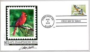 #5129 RED BREASTED NUTHATCHES SONGBIRDS IN SNOW, FDC ARTIST CHRIS CALLE SIGNED - Picture 1 of 1