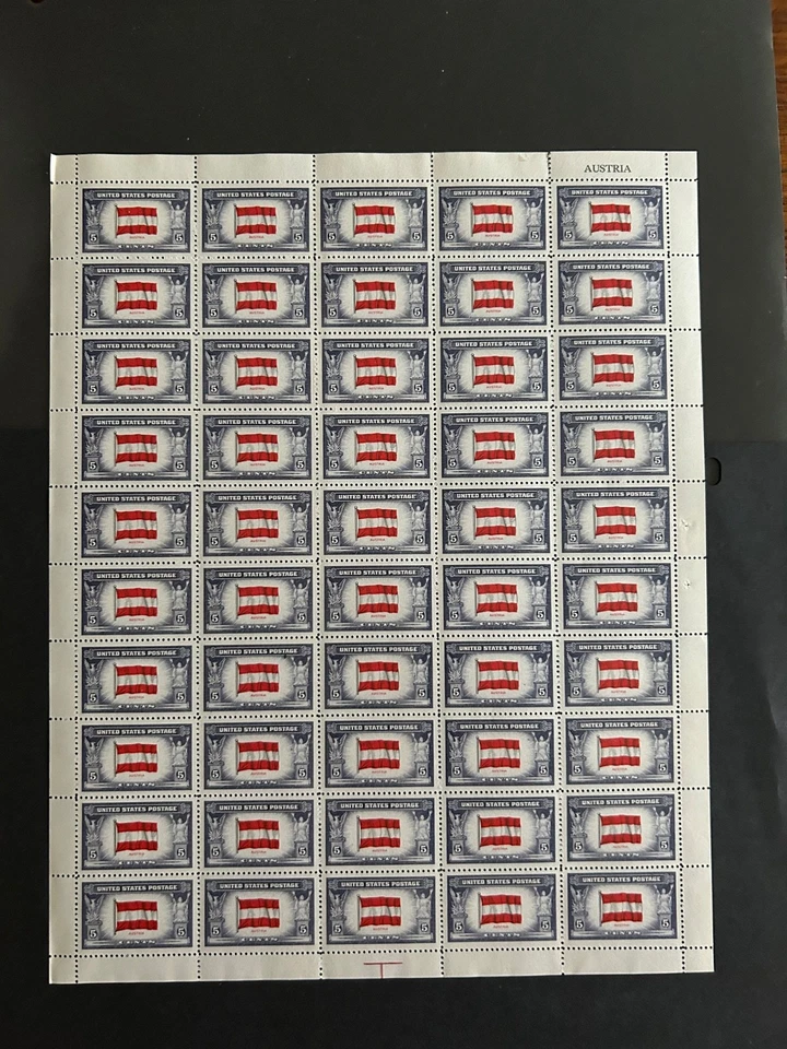 #919, OVERUN COUNTRIES, 5 CENT, AUSTRIA,  Mint Sheet of 50 Stamps -1943 - Image 1 of 1