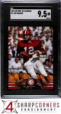 2012 UPPER DECK UNIVERSITY OF ALABAMA #7 JOE NAMATH HOF POP 1 SGC 9.5 - Image 1 of 4