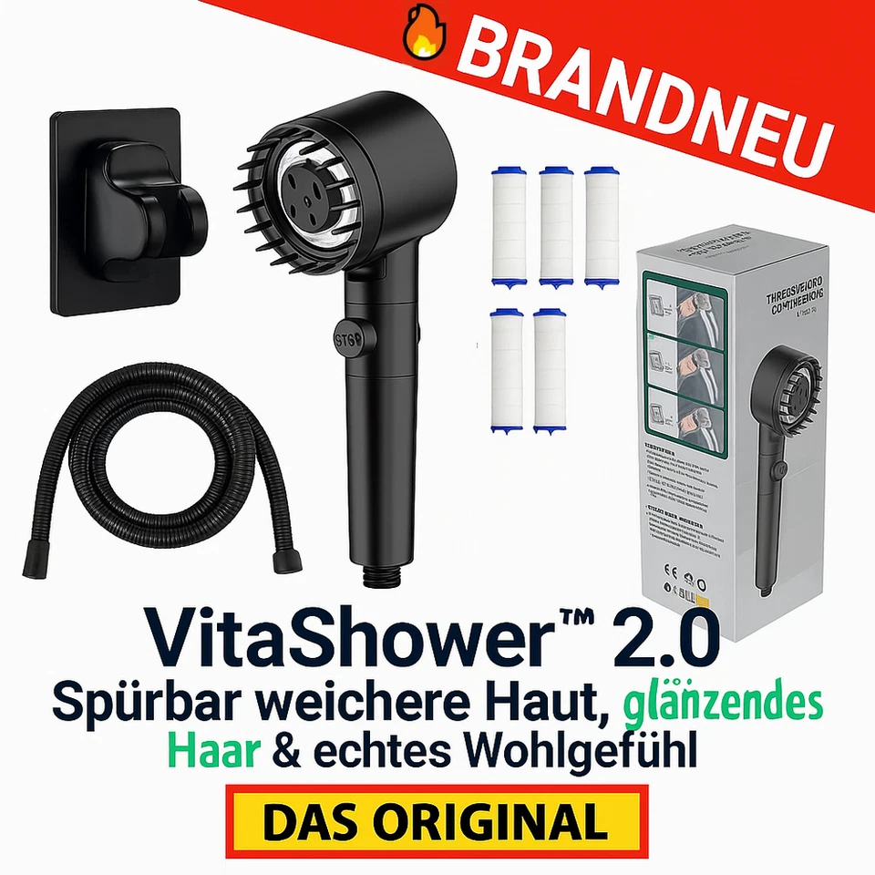 VitaShower™ 2.0 Handbrause Duschkopf Duschbrausen Set - weiche & glänzende Haut - Bild 1 von 4
