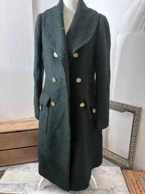 Guess Emerald Green Medium Wool Blend Double Breasted Coat Medium - Image 1 of 4