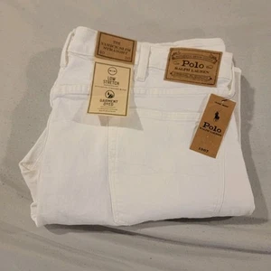 New Polo Ralph Lauren Varick Slim Straight Jeans Mens 40x30 White NWT Preppy - Picture 1 of 6