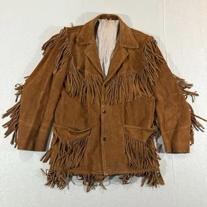 Vintage Fred Segal Fringe Suede Western Jacket Brown Men’s Boho Read - Picture 1 of 24