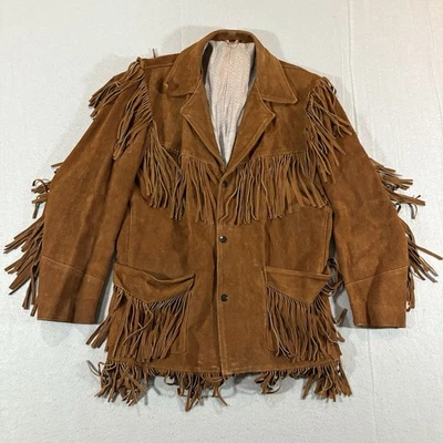Vintage Fred Segal Fringe Suede Western Jacket Brown Men’s Boho Read - Image 1 of 4