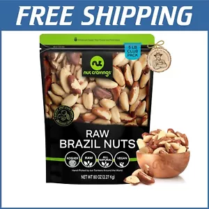 Fresh & Nutritious Raw Brazil Nuts - Unsalted Whole Nuts in 80oz Resealable Bag - Picture 1 of 11