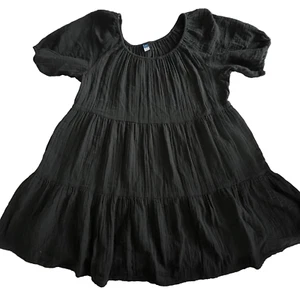 Antiguo Vestido Azul Marino Para Mujer XL En Niveles Negro Mini Capricho Boho Gótico Gasa Fluido - Imagen 1 de 11