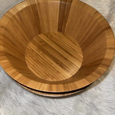 Set 2 Better Homes and Garden  Bamboo Salad Serving Bowl Fruits / Natural / NEW - Image 1 of 4