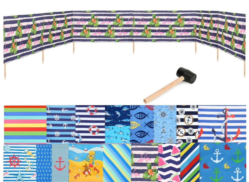 Garronda Windschutz Sichtschutz für Strand Garten See Meer plus Gummihammer 10m