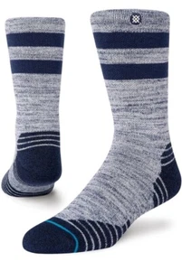 Calcetines de senderismo unisex de rendimiento de postura media lana merino campistas azul marino doble altura - Imagen 1 de 14
