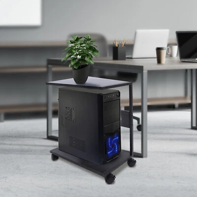 2-Tier CPU Holder Cart Under Desk Computer Tower Stand Mobile PC Tower Stand NEW - Image 1 of 4