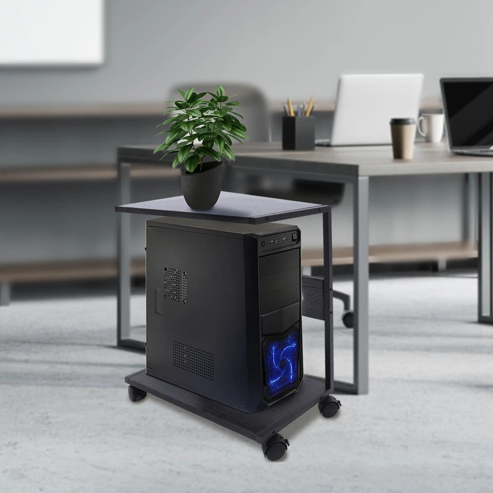 2-Tier CPU Holder Cart Under Desk Computer Tower Stand Mobile PC Tower Stand NEW - Image 1 of 4