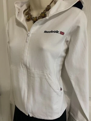 Chaqueta con capucha blanca Reebok para mujer talla pequeña Foto 1 de 4