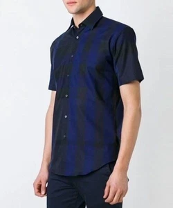 Camicia uomo Burberry cotone blu navy Melthorpe casual taglia S US38 - Foto 1 di 13