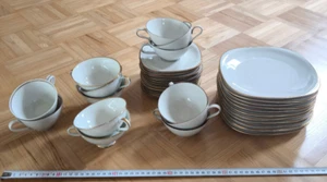 Bavaria CLAUDIA 18 u.a. Tassen Untertassen Teller Farbe elfenbein mit Goldrand - Bild 1 von 17