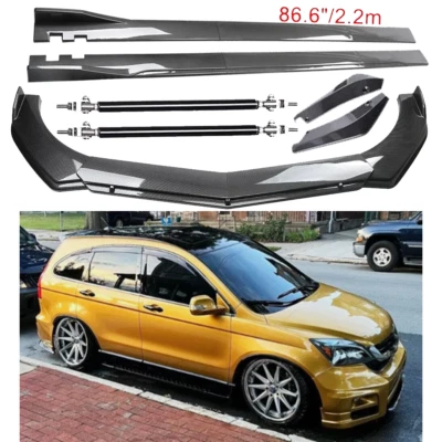 Carbon Fiber Front Bumper Lip Spoiler & Side Skirt For Honda Pilot 2003-2023 Foto 1 de 4