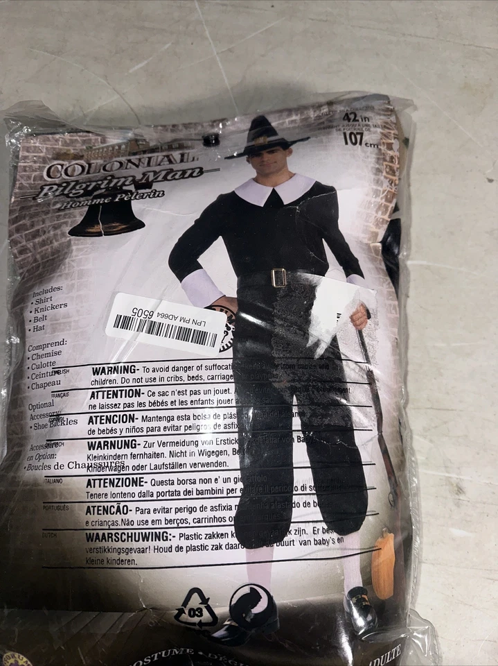 Nuevo Traje Colonial Peregrino Hombre Adulto Disfraz Hasta 42 Pecho Talla Foto 1 de 1