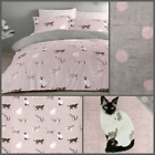 Blush Cats Polka Dot Cute Hand-drawn Animal Print Soft Duvet Quilt Cover Set