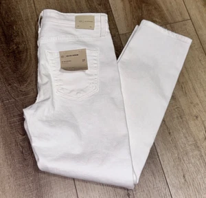 Jeans Adriano Goldschmied ex ragazzo slouchy slim bianchi invecchiati nuovi con etichette taglia 27 - Foto 1 di 15