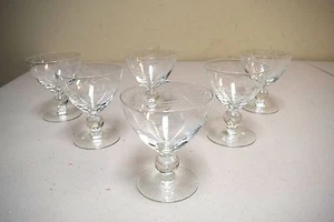 VINTAGE 1940s Etched Glass Sherbet Fruit Dessert Glasses Bowls Set of 6 Ex Cond - Picture 1 of 5