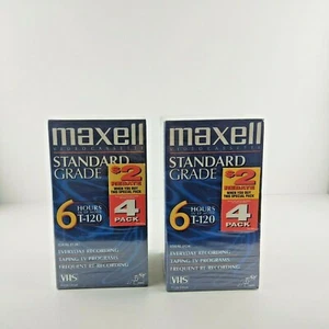 Maxwell Standard Grade VHS EP SLP 6 Hour T-120 6 Hour Two 4 Packs New - Picture 1 of 5