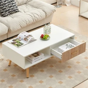 Coffee Table Modern Rectangle Center Table w/ Storage Drawer for Living Room - Picture 1 of 17