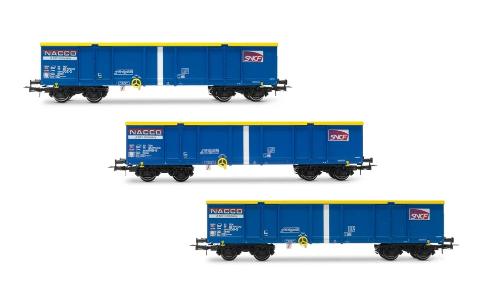 JOUEF HJ6293 - SET DE 3 WAGONS TOMBEREAUX TYPE EAMNOS SNCF NACCO