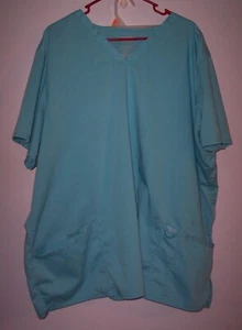 Authentic Cherokee Workwear Core Stretch Blue Scrub Top Unisex V Neck Size 4X - Picture 1 of 3