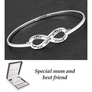 Equilibrium Silver Plated Infinity Bangle Mum - Foto 1 di 1
