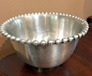 Threshold Silber Aluminiumguss GROßE Perlen Servierschale ~ 12 1/4" x 7" - Bild 1 von 6