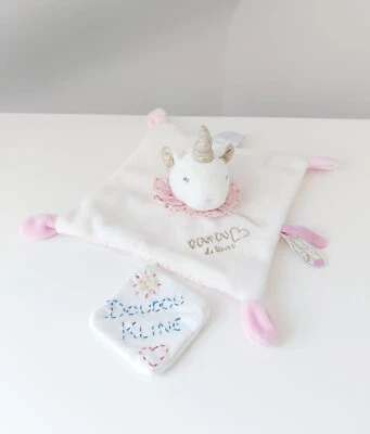 Doudou Plat/Mouchoir Licorne Blanc Rose De Rêve Abracadabra Doudou Et Compagnie - Photo 1/4