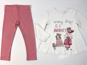 Mayoral Spain Girls Designer Top & Leggings Set Pink White Dog Age 2-3 Size 3 - Picture 1 of 18