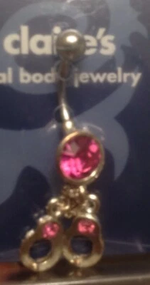 Anillo para el vientre Claire's joyería corporal esposas rosa 14 g 3/8" acero quirúrgico para mujer Foto 1 de 4