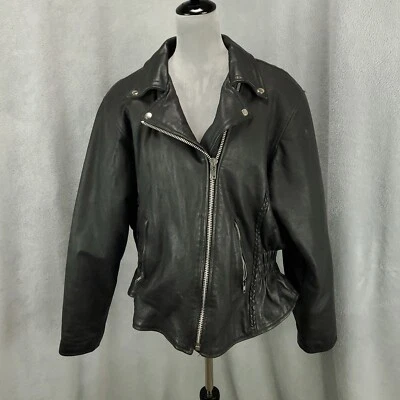 Chaqueta de motociclista Unik para mujer 4XL de cuero negro forro extraíble para moto Foto 1 de 4