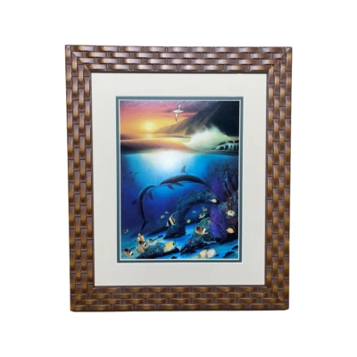 By Wyland Custom Framed "Kissing Dolphins" Hawaiian Artist - Imagem 1 de 3