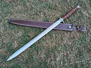 Spada vichinga/spada medievale in acciaio D2 forgiato a mano 28", fodero in pelle TR-470 - Foto 1 di 10
