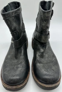 Steven by Steve Madden Enginne Women Leather Suede Pull On Boots Sz 9 Black/Gray - Picture 1 of 13