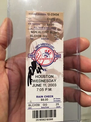 Houston Astros v. Yankees Roy Oswalt Signed No-Hitter Ticket Stub 06/11/2003 - Image 1 of 4