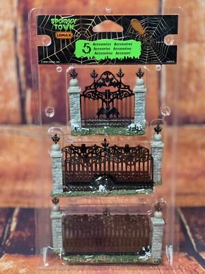 Lemax 04713 BAT FENCE GATE Set of 5 Spooky Town Accessories Halloween Decor I - Image 1 of 4