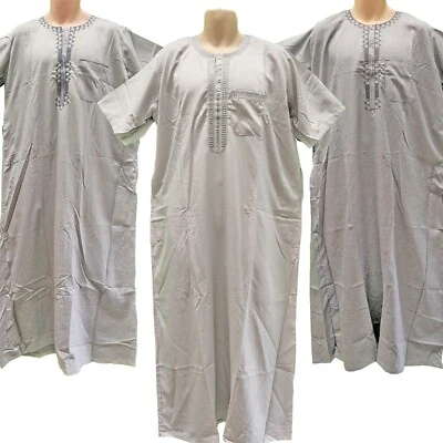INCERUN UK Stock Men's Ethnic SHORT SLEEVE Kaftan Saudi Arab Formal Jubba Thobe Dressing