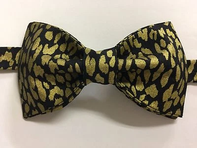 NEW Handmade Custom Bow tie Black/Gold Pre Tied Adjustable Wedding Tie Foto 1 de 2