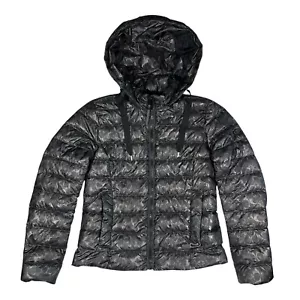 Coach Women’s Icon Quilted Hooded Animal Print Puffer Jacket Black Size M SAMPLE - Picture 1 of 11
