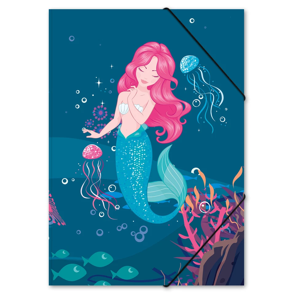 itenga Sammelmappe Zeichenmappe A3 Mappe Meerjungfrau Kunst Gummizugmappe neu
