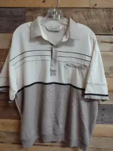 Vintage Classics by Palmland Herren XL Kurzarm Polo hellbraun/creme gebänderte Taille - Bild 1 von 3