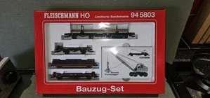 Fleischmann HO 945803 Boxed Set Of Assorted Flat Wagons And Excavator Kit. New - Picture 1 of 11
