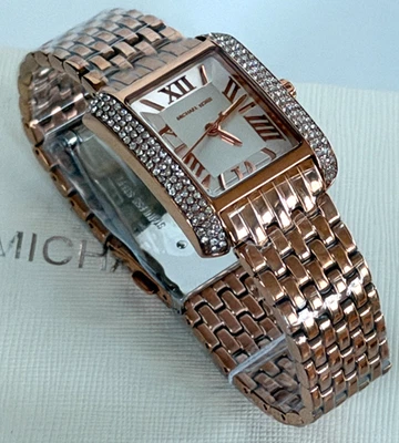 Relógio feminino Michael Kors MK4743 esmeril mostrador branco tom ouro rosa caixa nova na caixa $250 - Imagem 1 de 4